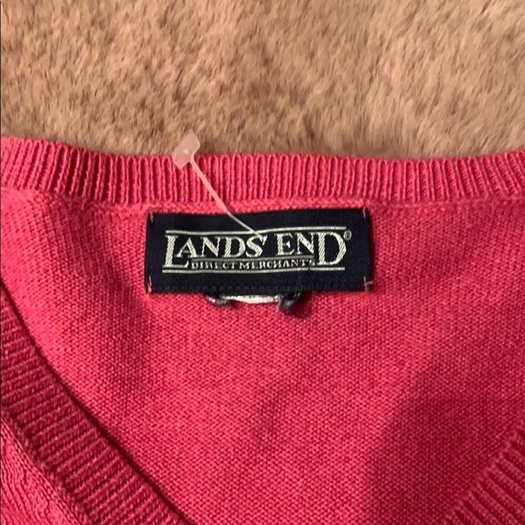 Lands' End Pink V-Neck Sweater Soft Knit - Picture 2 of 6